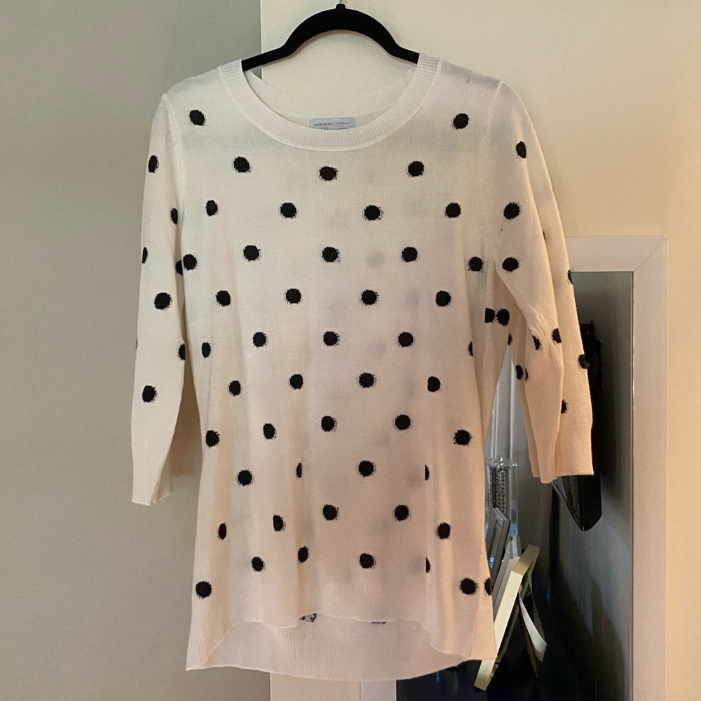 New York & Company Polka Dot Glitter Sweater Large